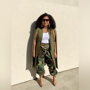 Olive Green Cape Longline Blazer